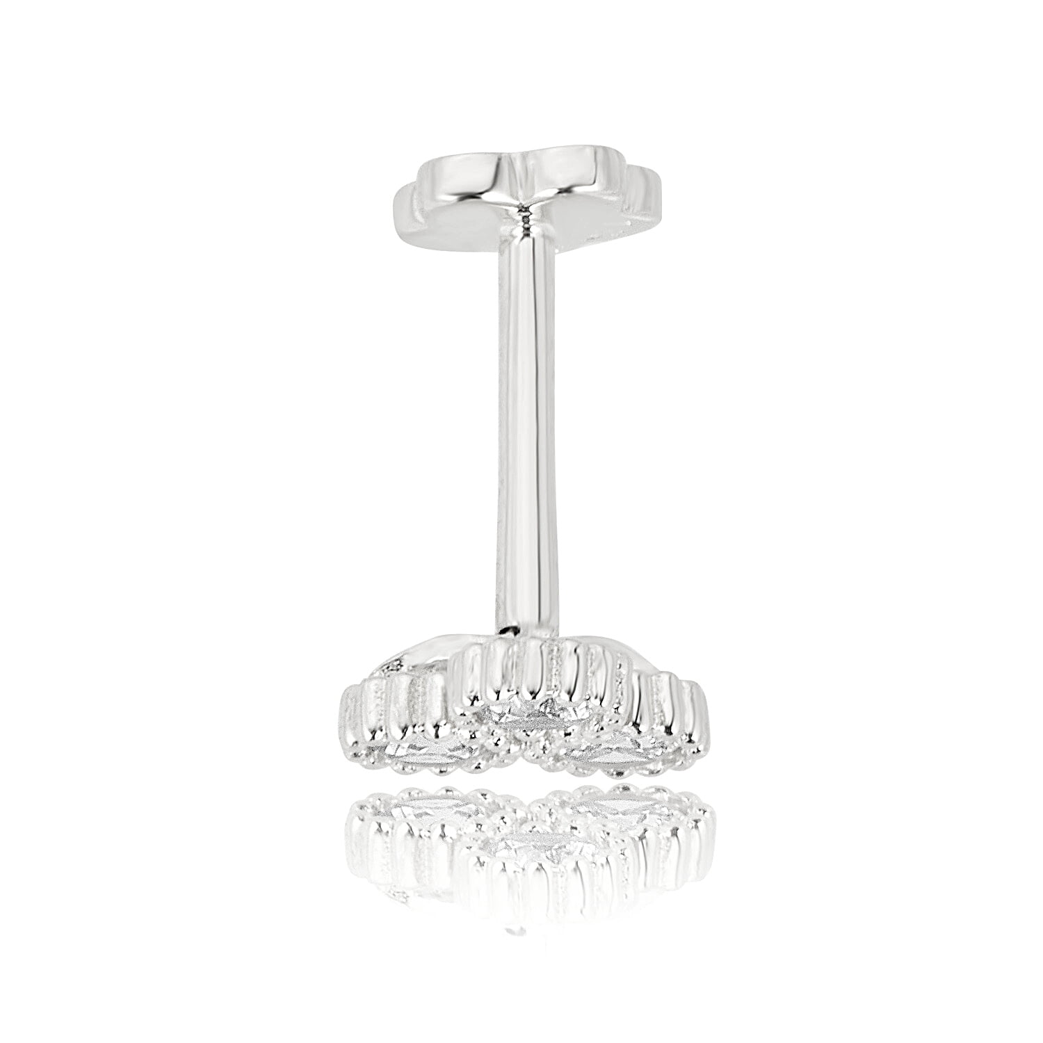 AVORA 14K White Gold Simulated Diamond CZ Triangle Cartilage Piercing Flat Back Earring Body Jewelry (18 Gauge)
