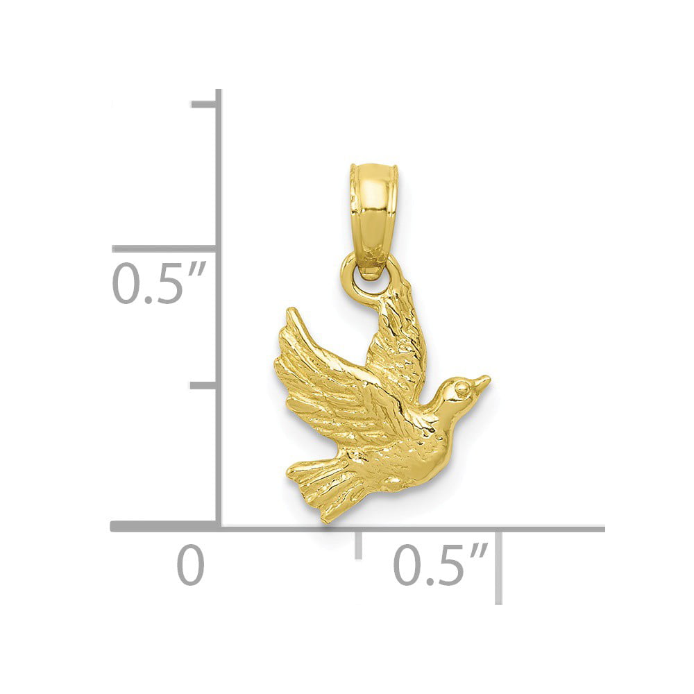 10K Yellow Gold Flying Dove Charm Pendant