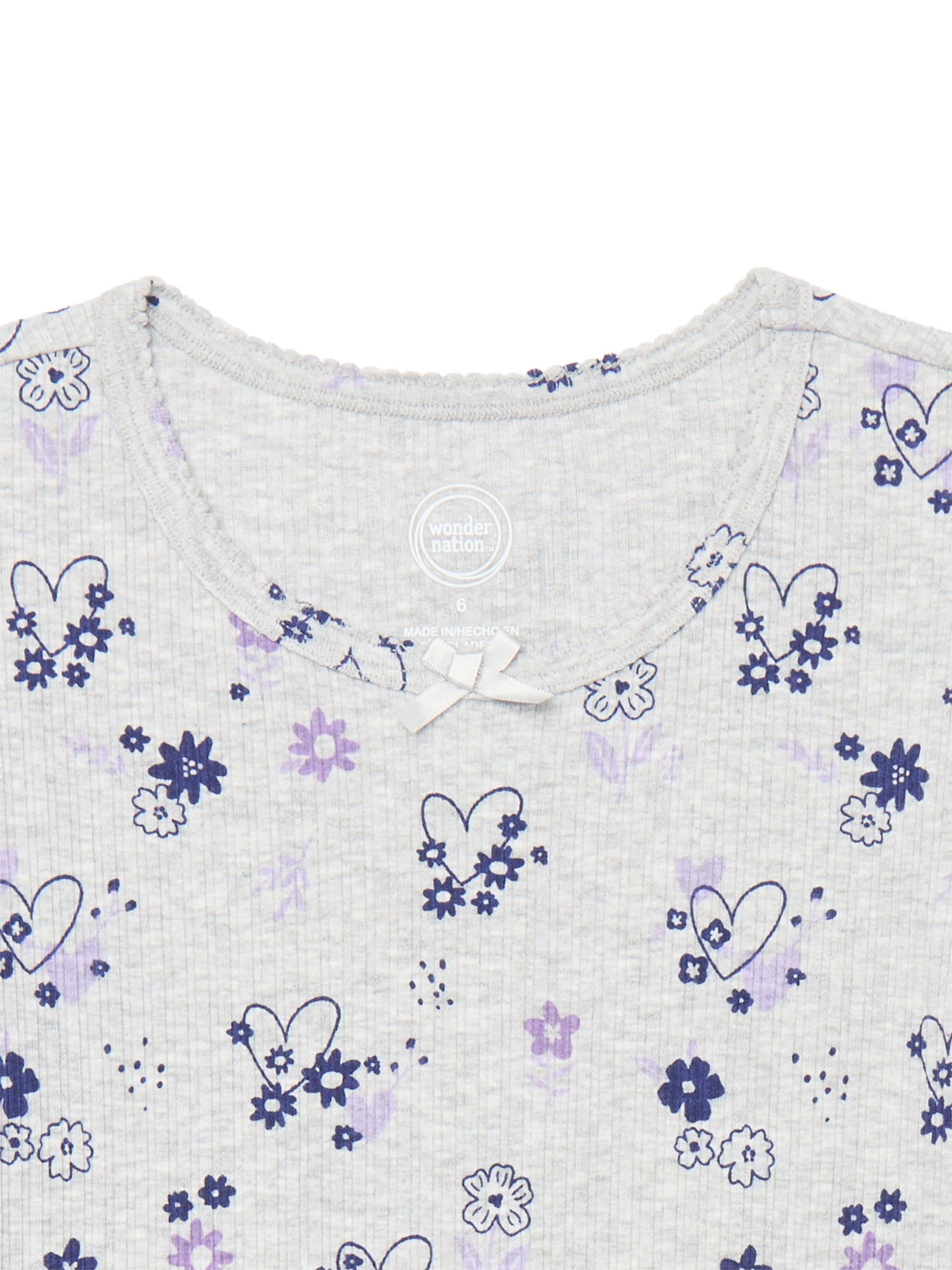 Wonder Nation Little Girls Long Sleeve Lettuce Edge Tee, Sizes 4-10