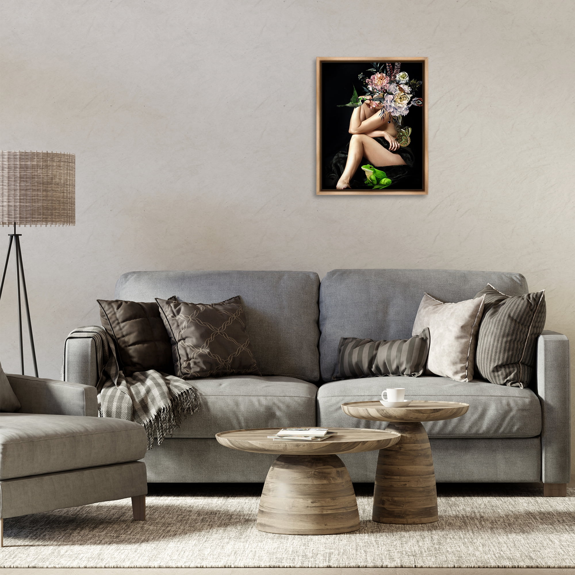 Stupell Industries Midnight Elevations Portrait Abstract Painting Brown Floater Framed Canvas Art Print Wall Art, 17 x 21