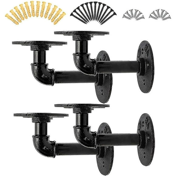 Shelf Brackets, 4pcs Industrial Pipe Shelf Bracket For Floating Shelves Book Shelf Plumbing Pipe Shelf Or Scaffold Board, 5.9'' X 3.15'' (15 X 8 Cm)