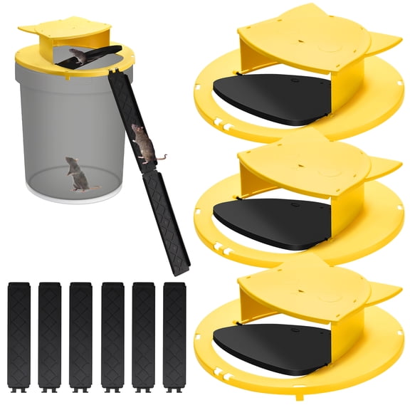 3 PACK Mouse Trap Bucket- 5 Gallon Bucket Lid Mouse Rat Trap - Automatic Reset Flip and Slide Mouse Trap - Humane Mouse Rat Traps for Indoor Outdoor Use - Reusable Mouse Trap