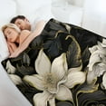 thumbnail image 6 of Black Modern Botanical Elegant Contemporary Blanket French Vintage Euro Style Soft Throw Blanket 50"x60" Soft Cozy Throw Blanket Throw Size Warm Plush Blankets for All Season, 6 of 6
