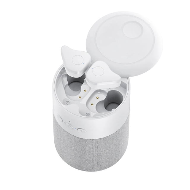 Zootealy Innovative Bluetooth Headphone Speaker with Slide Cover Design, Compact and Portable, Fingerprint Touch Control, White Color