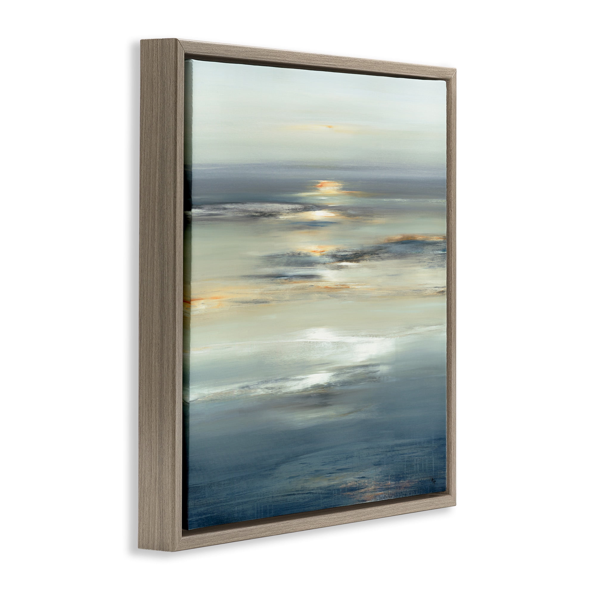 Stupell Industries Abstract Tranquil Nautical Sunrise Nature Painting Brown Floater Framed Canvas Art Print Wall Art, 25 x 25