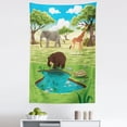 thumbnail image 1 of Turtle Tapestry, Day in the Jungle Bear Giraffe Treesnd Little Pond with Wild Plants, Fabric Wall Hanging Decor for Bedroom Living Room Dorm, 5 Sizes, Multicolor, by Ambesonne, 1 of 1