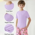 thumbnail image 5 of XIMIN Baby Boys Rash Guard Solid Color Shirts Short Sleeve Quick Dry Swim Shirts UPF 50+ Sun Protection for Kids Athletic Summer Shirt (11-12 Years, Purple), 5 of 9