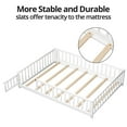 thumbnail image 3 of Queen Floor Bed Frame for Toddler, Montessori Floor Bed with Fence and Wood Slats for Girls Boys Kids Happy Time,White, 3 of 7