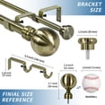 thumbnail image 4 of Urbanest Steel Ball Flat Button 1" 5/8" Double Drapery Curtain Window Rod Set - 28" to 48", Antique Brass, 4 of 6