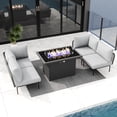 thumbnail image 5 of LayinSun 5 Pieces Aluminum Patio Furniture Set, Modern Modular Sectional Sofa with Fire Pit Table and Upgrade Thickness Cushion, 5 of 8