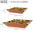 thumbnail image 4 of Women Girls Leather Square Dish Trinket Plate Jewelry Tray, Sunflower and Deer Pattern Flag Mothers Day Birthday Gift, 20.5x20.5cm, 4 of 6