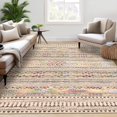 thumbnail image 2 of Area Rug 9x12ft – Boho Geometric North African Carpet – Mark Resistant, Non-Slip, Low Pile, Machine Washable Throw Rug for Living Room, Bedroom, Office, Nursery, Dining – Colorful Brown, 2 of 8