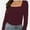 Burgundy, variant on Women's Sexy Long Sleeve Shirts Square Neck Going Out Tops Basic Fall Fashion Slim Fit T Shirts Blouses