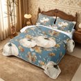 thumbnail image 3 of Erosebridal Pumpkin Leaves Twin Quilt Set 2 Pieces,Fall Harvest Twin Coverlet Set,Teal,1 Bedspread and 1 Pillowcase, 3 of 7