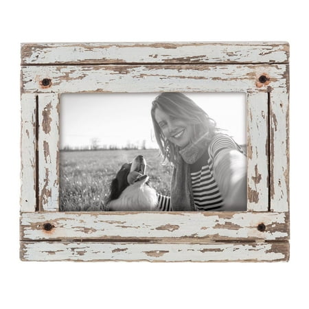 Foreside Home & Garden White 4 x 6 inch Decorative Distressed Wood Picture Frame