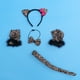 thumbnail image 5 of KAKOWELY Juego de 4 piezas en 1 para disfraz de leopardo, divertido accesorio para fiesta de Halloween, diadema, guantes, tocado para festival, lazo para la cola, suministros para fiesta de máscaras, 5 of 5