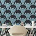thumbnail image 2 of Ambesonne Zodiac Peel & Stick Wallpaper for Home, Ornate Cow Faces Pattern, 13"x72", Pale Seafoam Dark Indigo, 2 of 5