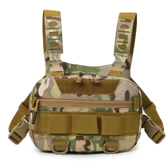 Fishing Chest Bag Breathable Camping Backpack Outdoor Travel Cycling Bag Sport Supplies (Khaki)