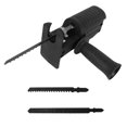 thumbnail image 3 of Electric Drill to Saw Conversion Kit - Portable Reciprocating & Jigsaw Attachment for Home Woodworking, ABS & Metal Construction with Quick-Change Steel Chuck, Includes 3 Saw Blades (100mm, 133mm,, 3 of 7