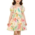 thumbnail image 2 of Amidoa Girls Summer Dresses Short Sleeve A-Line Dresses Casual Kids Cotton Print Sundress Multicolor Size 1T, 2 of 5