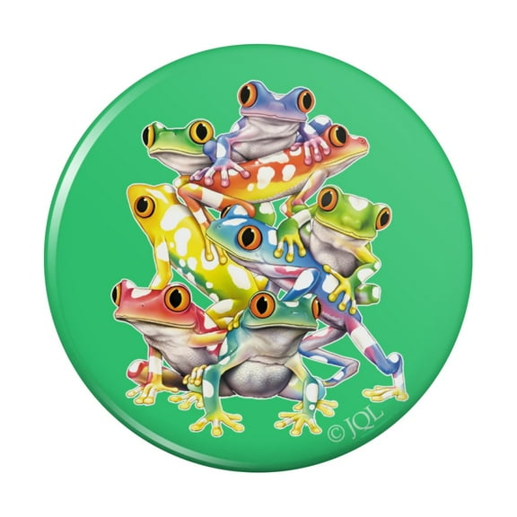 Tropical Rainforest Tree Frog Balancing Act Kitchen Refrigerator Locker Button Magnet