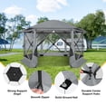 thumbnail image 3 of HOTEEL 12x12ft Outdoor Pop up Gazebo, 6 Sided Camping Canopy Tent with Mesh Windows, Portable Carry Bag, Waterproof, UV 50+, Large Shade Tents for Outdoor Camping, Backyard, Gray, 3 of 9