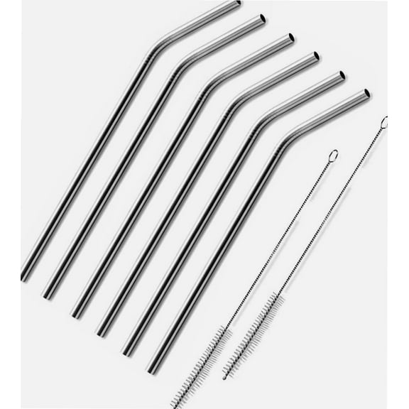 6 Bent 10.5" Stainless Steel Straws Extra LONG fits 30 oz & 20 oz Yeti &Rtic Tumbler Rambler Cups - BonBon Drinking Straw