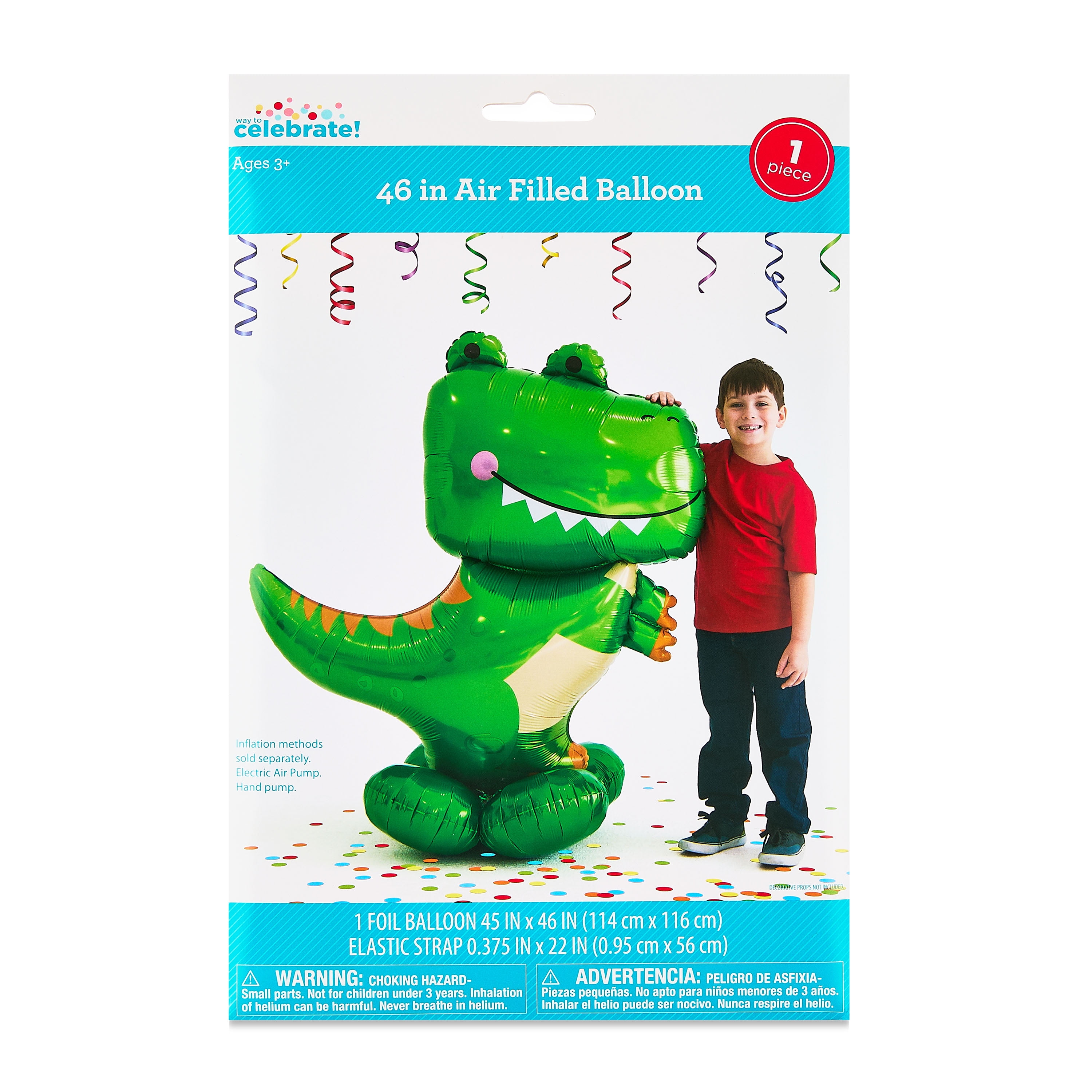 46" Green Air-Filled T-Rex Balloon, by Way To Celebrate