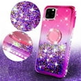thumbnail image 3 of SPY Case for iPhone 11 Pro Max Liquid Glitter Phone Case Cover Ring Kickstand/Neck Strap with Tempered Glass Screen Protector - Hot Pink/Purple, 3 of 5