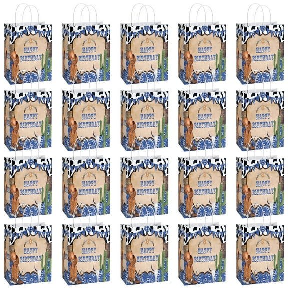 20 Pack Birthday Party Supplies Favor Bags for Adult - Decorative Gift Boxes, Candy Treat Bags for Cute Cow Celebration Decorations