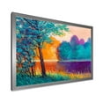 thumbnail image 2 of Colorful Trees During Twilight Along River 40 in x 30 in Framed Painting Canvas Art Print, by Designart, 2 of 4