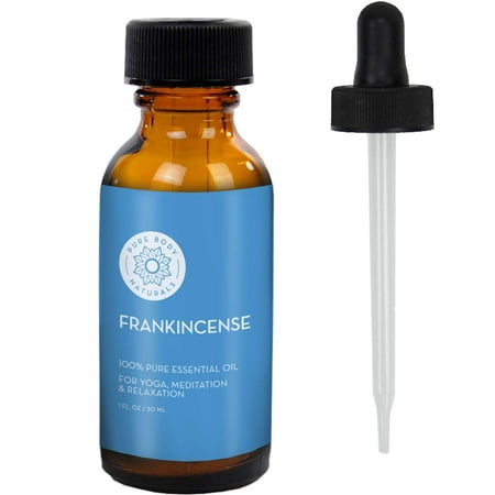 100% Pure Frankincense Essential Oil for Diffuser and Skin, Stress Relief, Meditation and Yoga, by Pure Body Naturals, 1 Ounce (Label