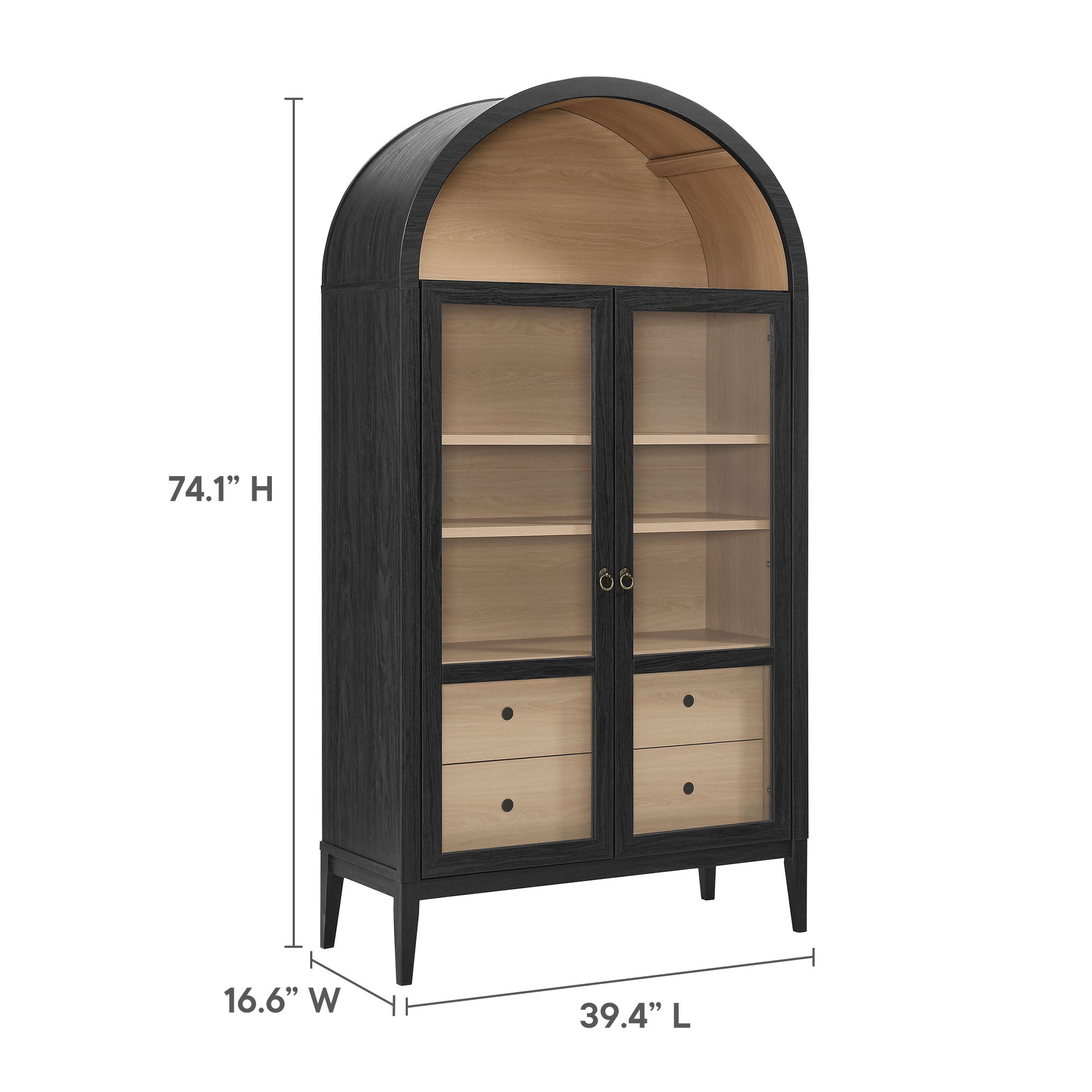 Nolan Storage Display Cabinet in Black Oak