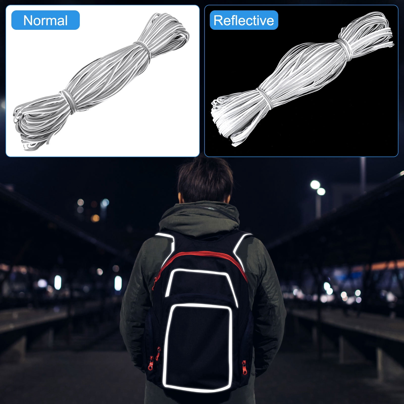 Uxcell Reflective Piping Fabric Strip Edging Braid Trim Sew on High Visibility Piping Tape for Clothing Bag Highlight Silver