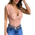thumbnail image 3 of V-Neck Women Slim Fit Lace Blouse Tops, 3 of 3