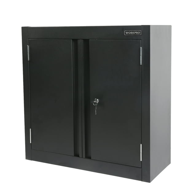 WORKPRO 28-Inch Wall Garage Storage Cabinet, Adjustable Shelf, Steel, Black