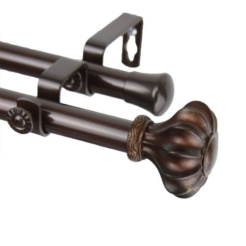 Rod Desyne Flair Double Window Curtain Rod Set, 48 to 84-Inch, Cocoa