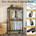 thumbnail image 4 of Heavy Duty Clothes Rack Rolling Garment Rack,3 Tier Adjustable Wire Shelving Clothing Racks for Hanging Clothes with Hanger Rod&Side Hooks,Freestanding Wardrobe Storage Rack Metal Portable Closet, 4 of 16