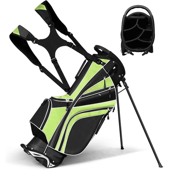 ZJTER Golf Stand Bag with 6 Way Top Dividers, Lightweight Golf Bag with Adjustable Dual Strap & 8 Pockets, Waterproof Rain Hood, Portable for Men Women