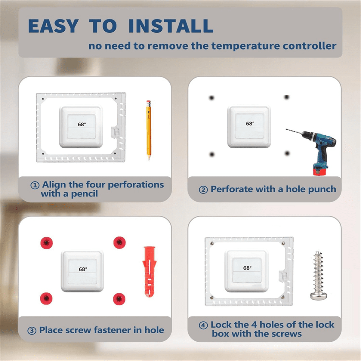 Large Thermostat Lock Box Cover with Key for , Clear Thermostat Cover Fits Thermostats y14036