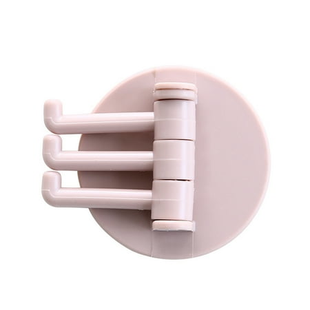 

Aktudy Bathroom Wall Hanging Rotatable 3 Hooks Adhesive Bracket Holder (Pink)