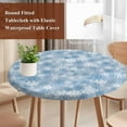 thumbnail image 3 of Blue Snowflake Round Tablecloth 36-44 Inch Round Fitted Table Cloth with Elastic Edge, Christmas Snowflake Blue White Waterproof Table Cover Protector for Outdoor Picnic Party Dining, 3 of 6