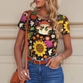 thumbnail image 4 of Rateoe Sunflowers Mushrooms Printed Women Rash Guard Short Sleeve,Tummy control Swimsuit Surfing Swimsuit Bathing Suit Short-sleeved Onesie UPF 50+, 4 of 6