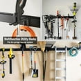 thumbnail image 6 of Behome Garage Tool Organizer Wall Mount, Heavy Duty Steel Garage Storage Rack, Max 620lbs Adjustable Garden Tool Organizer with 8 Hooks for Shovels, Power Tools, 6 of 6