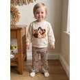 thumbnail image 4 of Cjfdfy Toddler Baby Boy Girl Thanksgiving Outfit Turkey Football Embroidery Long Sleeve Pullover Plaid Flare Pants Little Baby Cute My First Thanksgiving Fall Winter Outfit 6M-4Y, 4 of 9