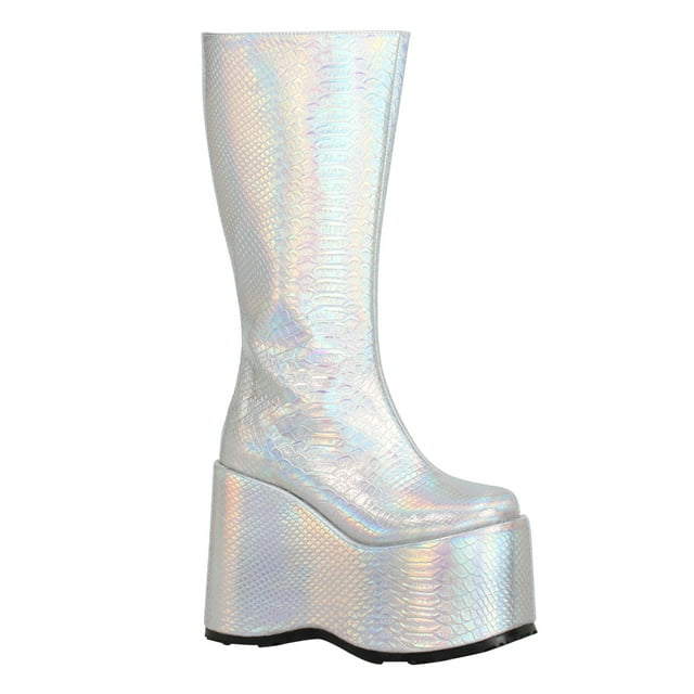 Womens Silver Holographic Galactic Boots