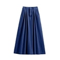 thumbnail image 4 of Jane Wardrobe High Waist Pleated Swing Denim Midi Skirt Women Side Pocket Vintage Jean Skirt Plus Size 1PC M-XXXXL, 4 of 6