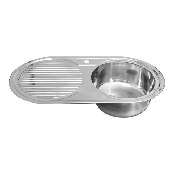 Naiture Drop-In Kitchen Sink, Oval Single Bowl Top Mount Sink, 21-Gauge 304 Stainless Steel, 36" X 19" with Left Drainboard and Single Faucet Hole