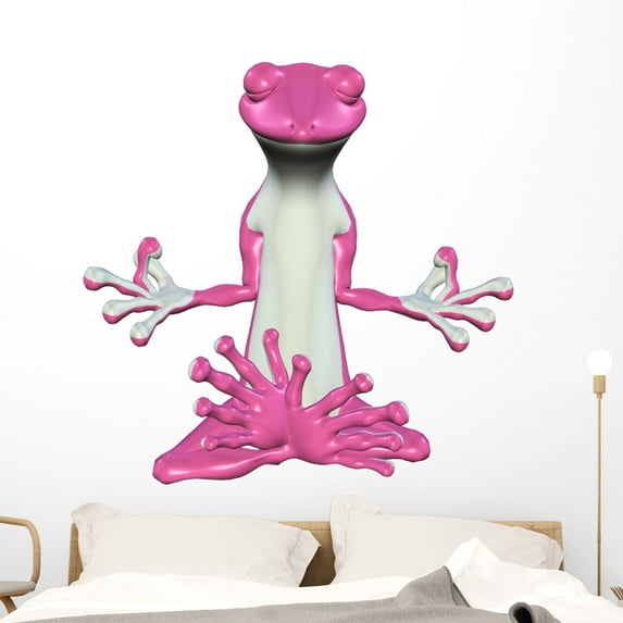 Pink Gecko Meditating Wall Mural Decal by Wallmonkeys Vinyl Peel and Stick Graphic (48 in W x 47 in H)