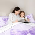 thumbnail image 5 of Erosebridal Adults Victorian Baroque Flower 7-Piece Bedding Comforter Set,Purple Cute Bow King Bedding Sets For Girls Kids,Reversible, 5 of 7